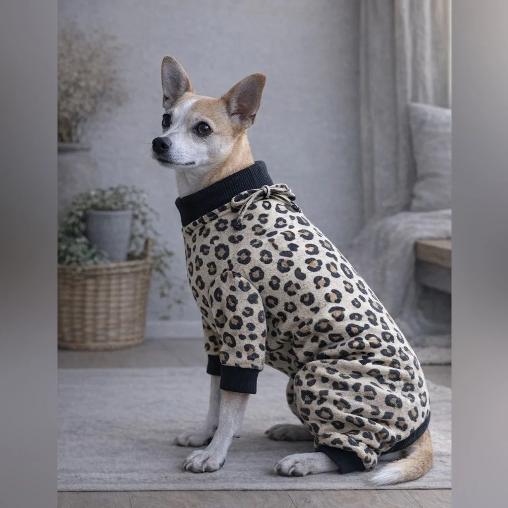 Upcycled Handcrafted Leopard Print Dog Sweater | Edgy Chic Street Style Medium